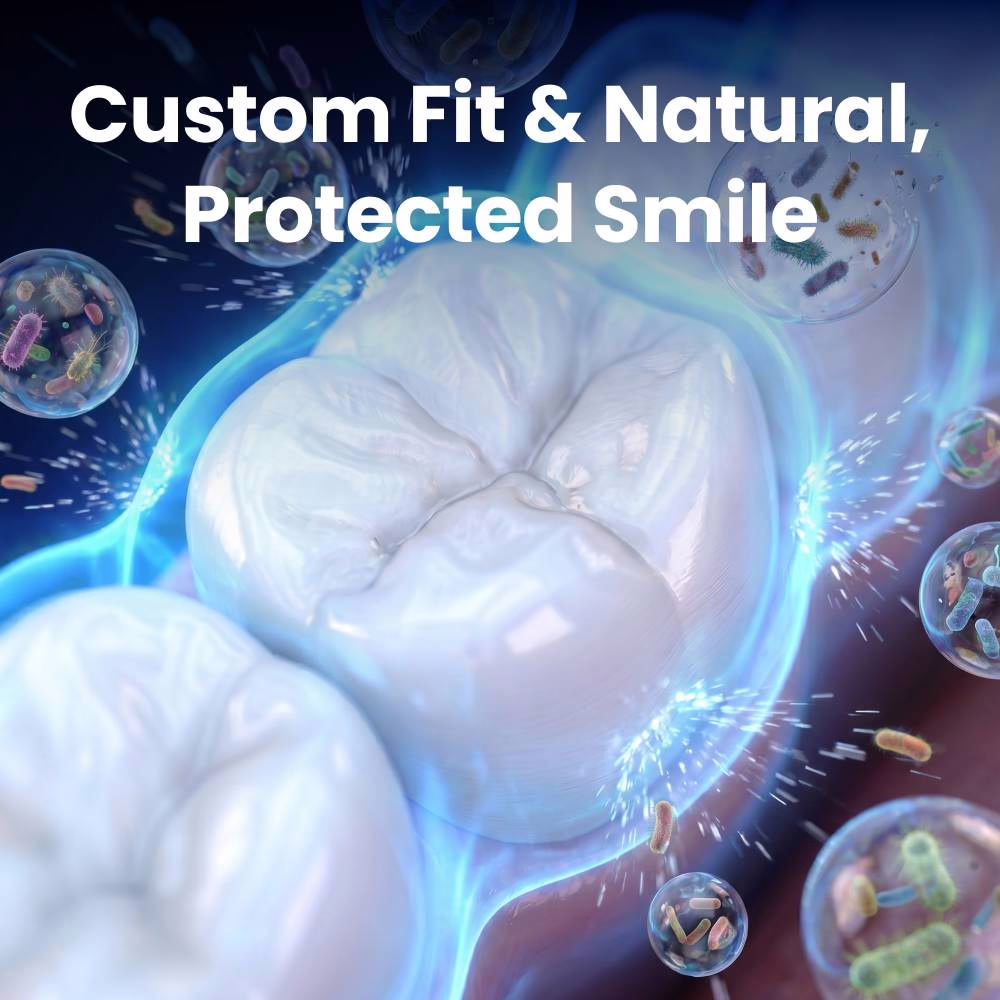 Finition satinée des facettes WellaSmile qui imite l'émail naturel